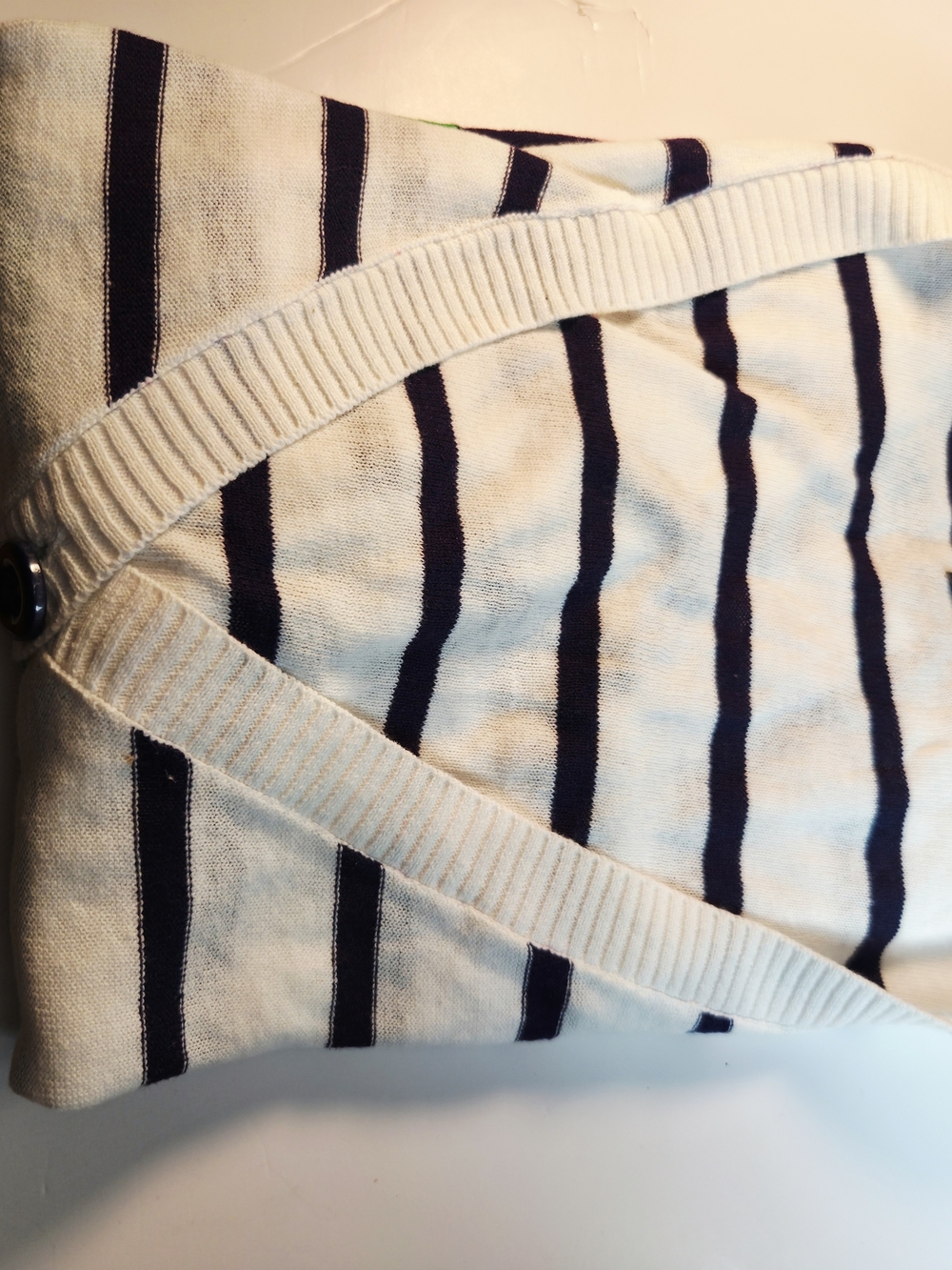 N.w.o.t Zenobia Striped V-Neck Button Cardigan in White, Blue, Green, Coral - Picture 3 of 4